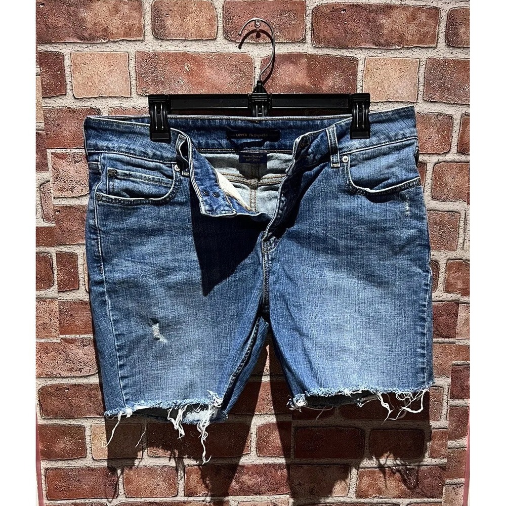 Levi's The Original Jean Slender Straight Size M/L Cutoff Dark Wash Denim Shorts